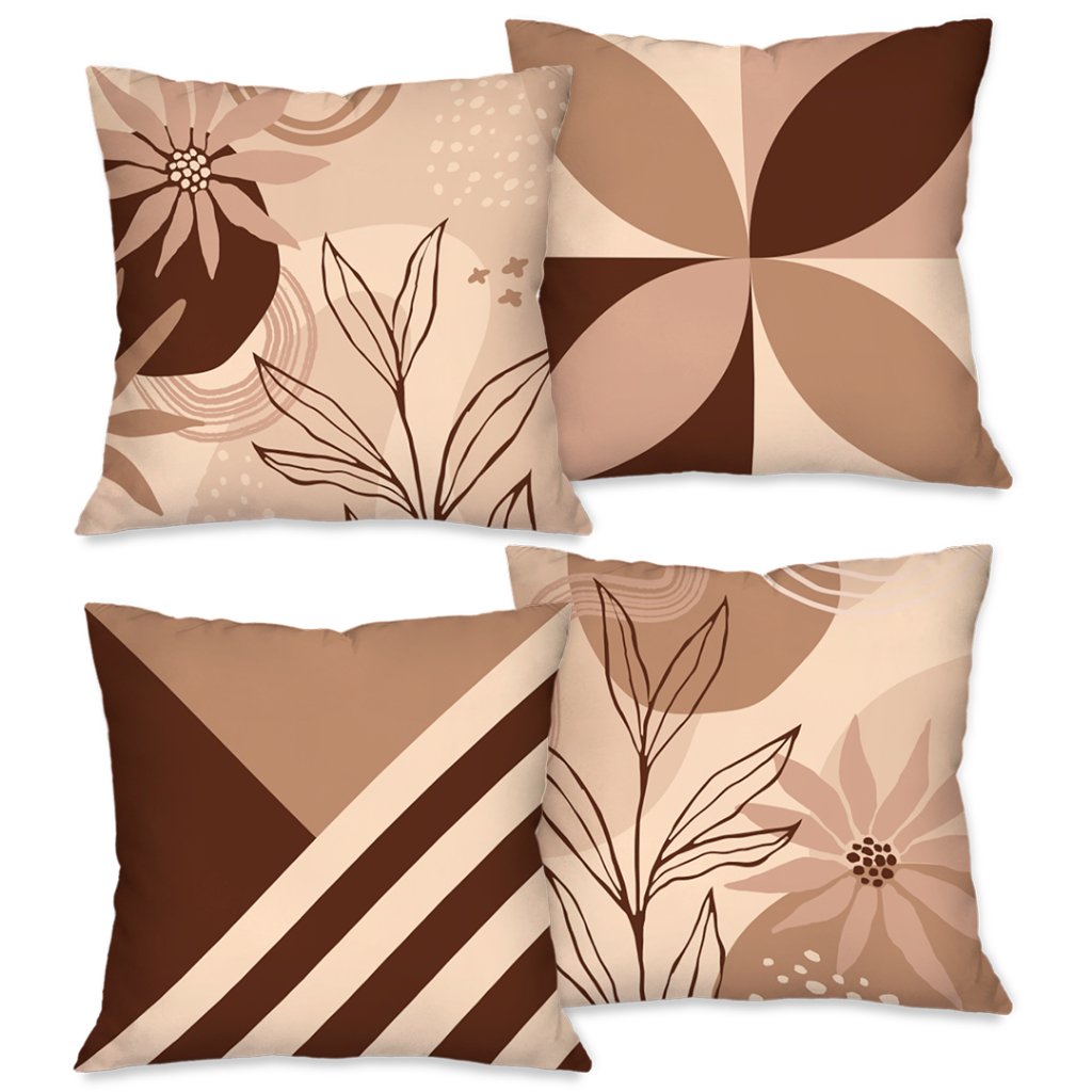 Kit com 4 Capas para Almofadas Decorativas 45X45cm Estampa frente e Verso 006