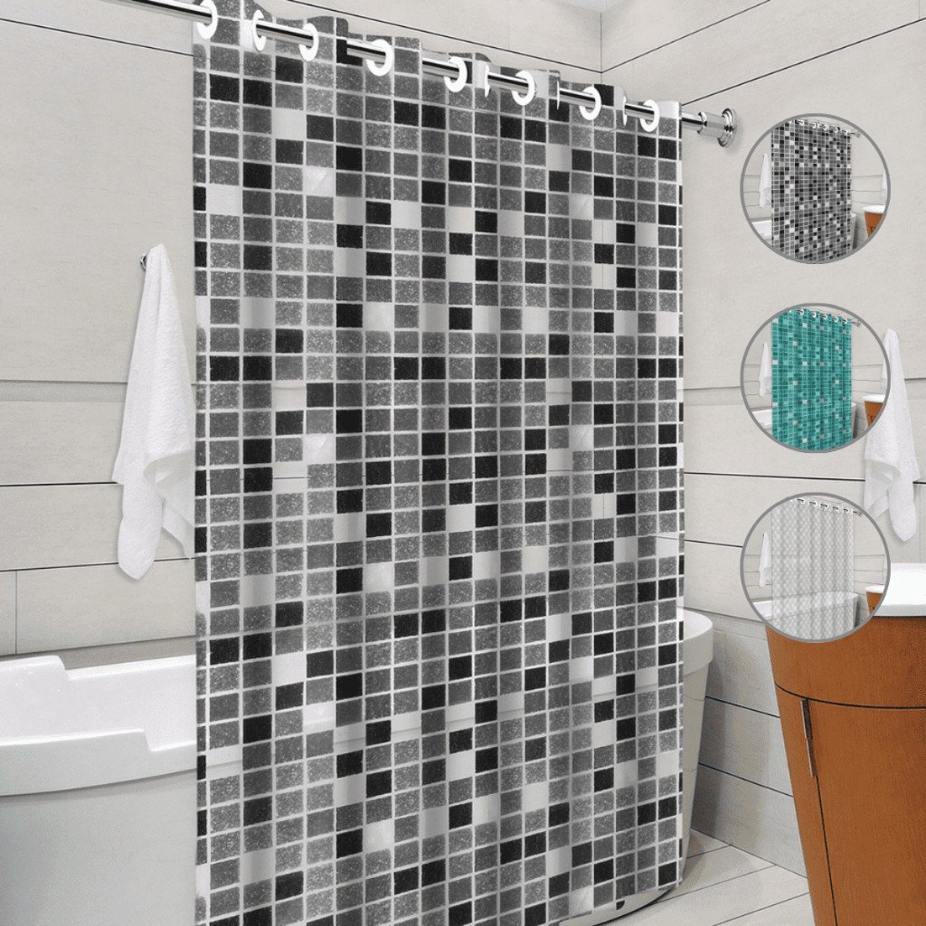 Cortina de Box para Banheiro com Ilhós em PVC 100% Resistente Impermeável Antimofo