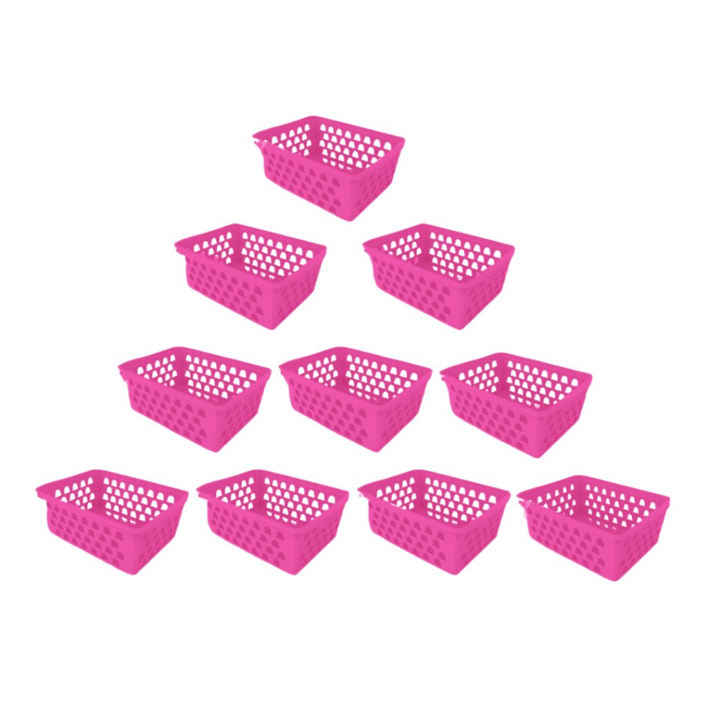 Kit 10 Cestos Multiuso Organizador Pequeno 16x12x6Cm Rosa cestinha organizadora bebe