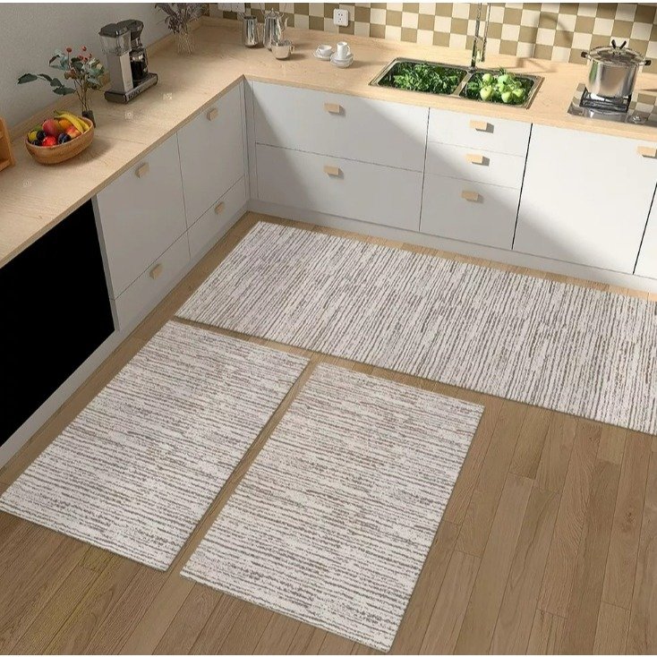Kit De Tapete Para cozinha Antiderrapante 3 Pçs 1 Passadeira e 2 Tapetes Geometrico Vários Modelos