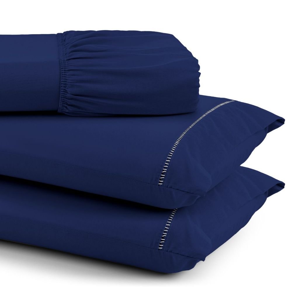 Kit Lençol Cama Casal Queen King 400 fios Micropercal 03 Peças Ponto Palito Varias Cores Disponiveis