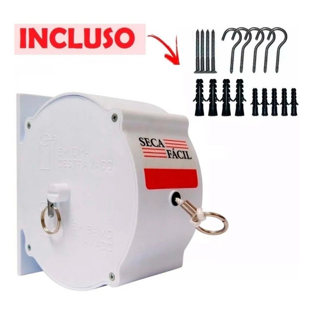 Varal Roupas Retrátil Recolhível De Parede Seca Fácil 30m