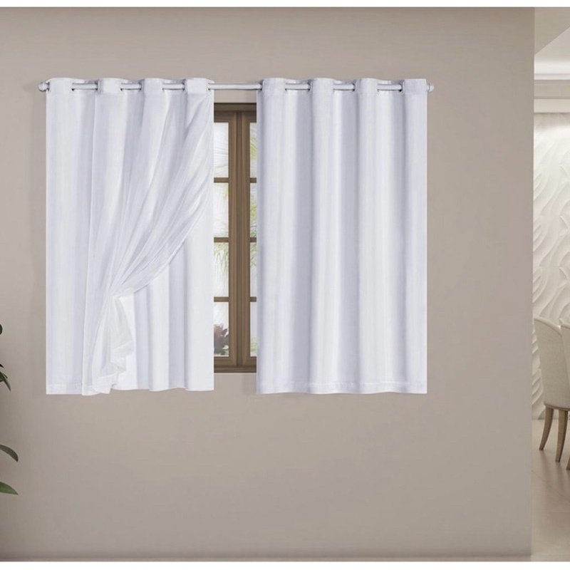 Cortina Blackout Blecaute com Voil Liso 1 Parte (1,40m x 1,80m)