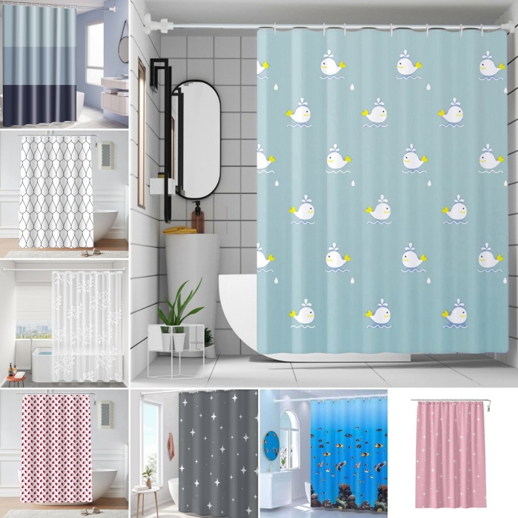 Cortina de Box Banheiro 1,80x1,80m PEVA Chuveiro Cortina Anti Mofo com Ganchos