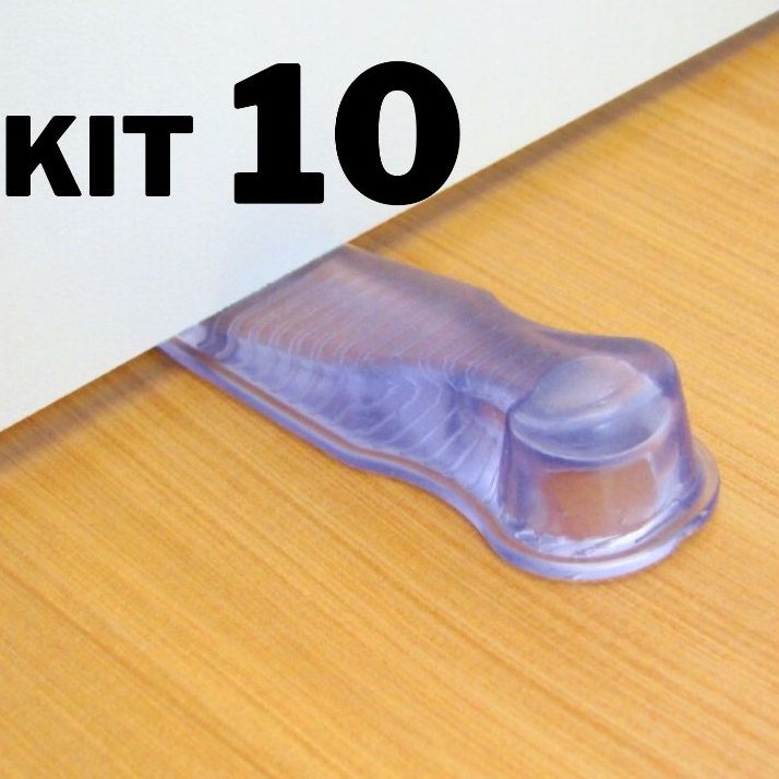 Kit 10 Aparador Peso Trava Porta Silicone Transparente