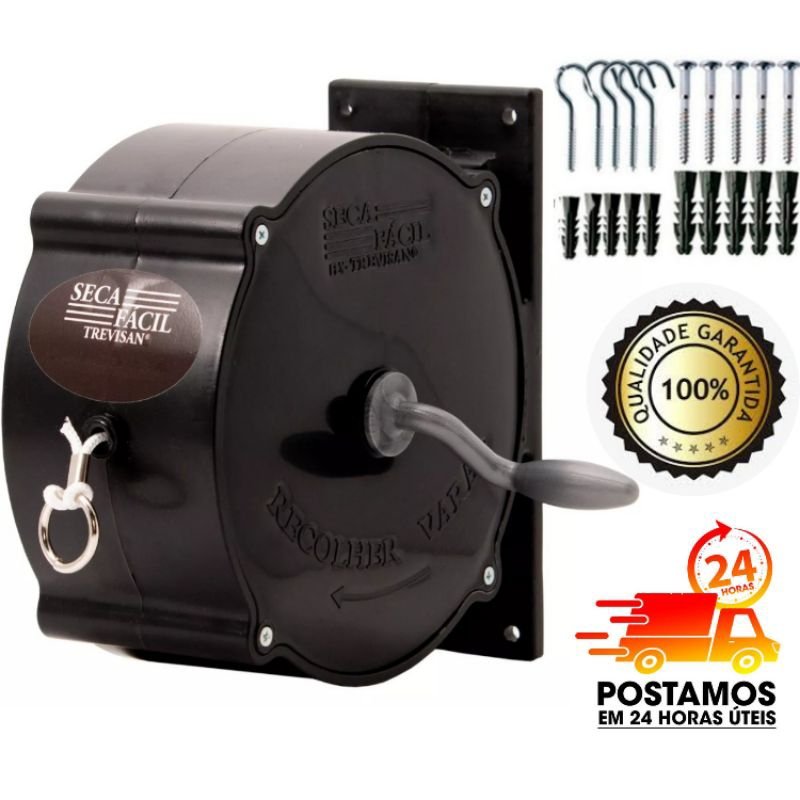 Varal De Parede Recolhível Retrátil 30 MT + Parafusos E Buchas