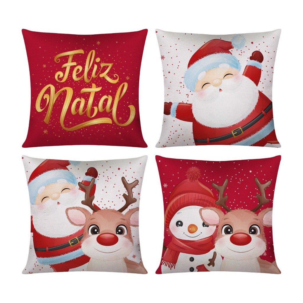 Kit c/ 4 Capas de Almofada Decorativas Modern Print 42x42 - Natal