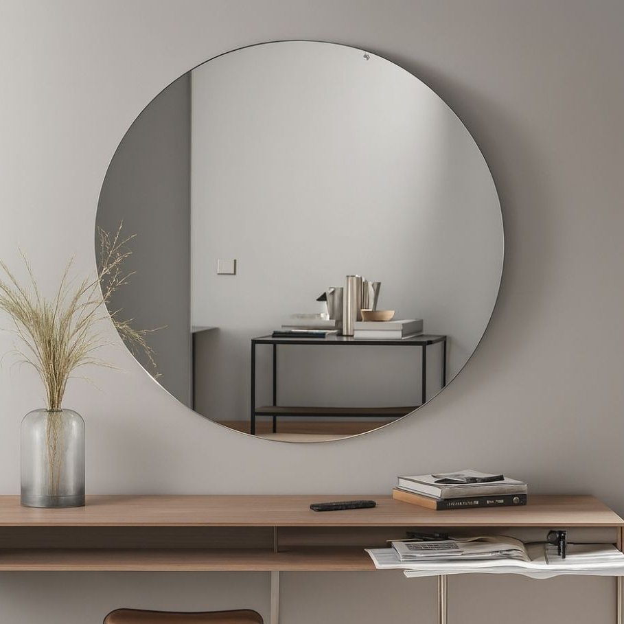 Espelho Redondo Vidro Lapidado 60cm Decorativo Parede Banheiro Sala Quarto